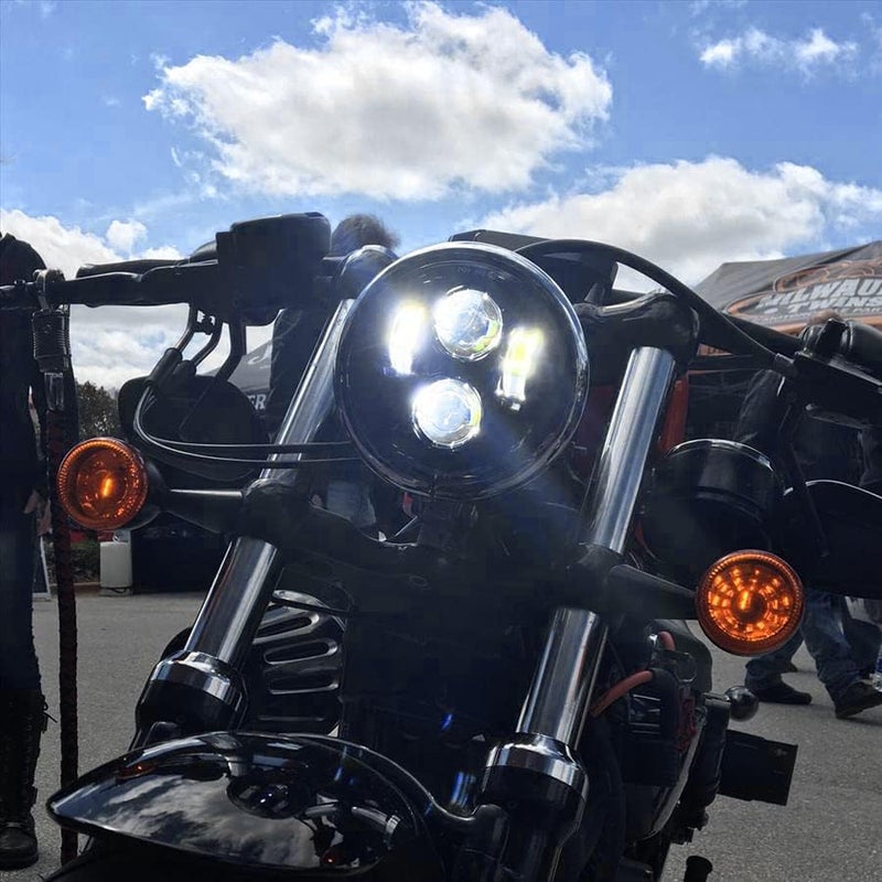 HOGWORKZ® 5.75 Inch LED Headlight - Daymaker Replacement for Harley Davidson Dyna Sportster Softail - Black - Image 2