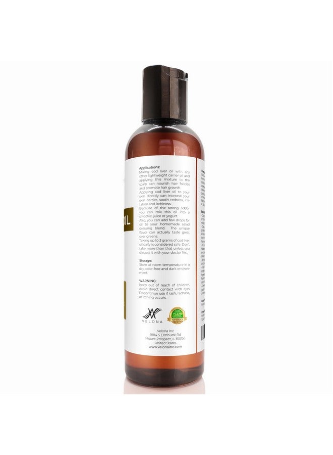velona velona Cod Liver Oil - 4 Fl Oz | 1,000A/100D IU/g Omega 3 Vitamins A & D3 | Norwegian Arctic Sustainably Sourced Nordic Oil | Hair, Body and Skin Care | Use Today - Enjoy Results - Image 3