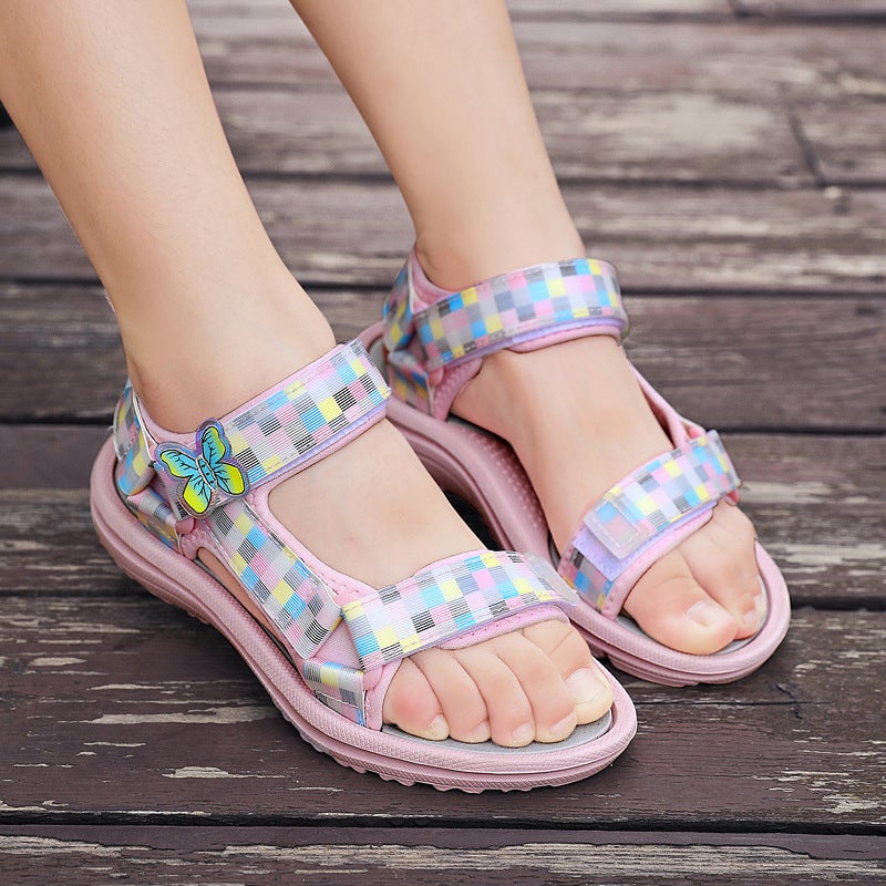 Explosions Girls Sandals 2025 Non-Slip Wear-Resistant Lightweight Breathable Girls Pink Beach Shoes - Image 3