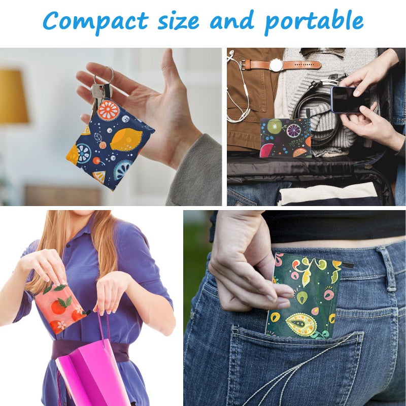 DXMWWTP 4 Pack Foldable Reusable Shopping Bags,Tote Bags,Travel Grocery Bags with Hook in Pocket for Daily Shopping Supplies load - Image 2