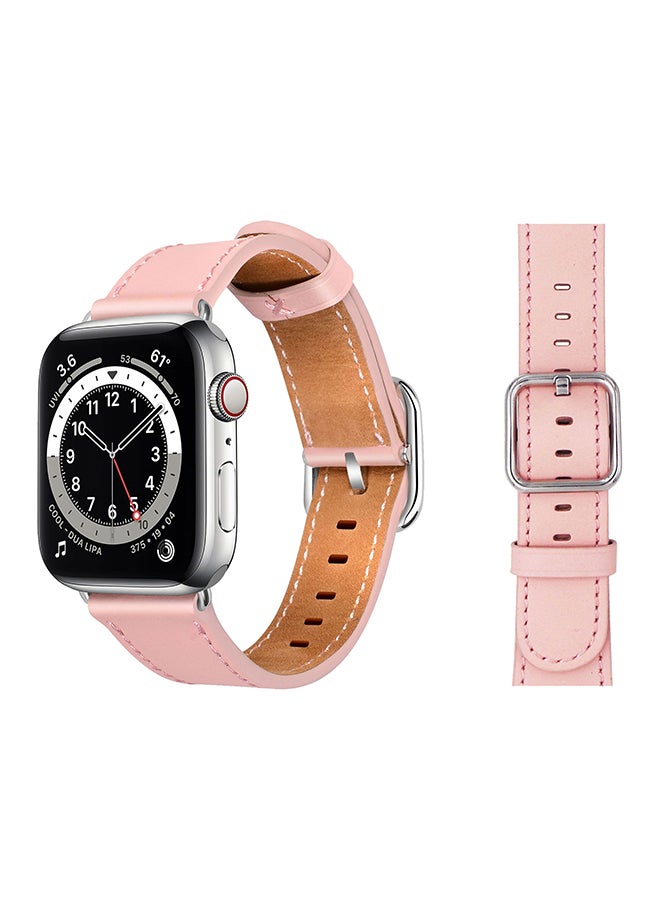 Perfii Leather Replacement Band For Apple Watch Series 6/SE/5/4/3/2/1 Pink