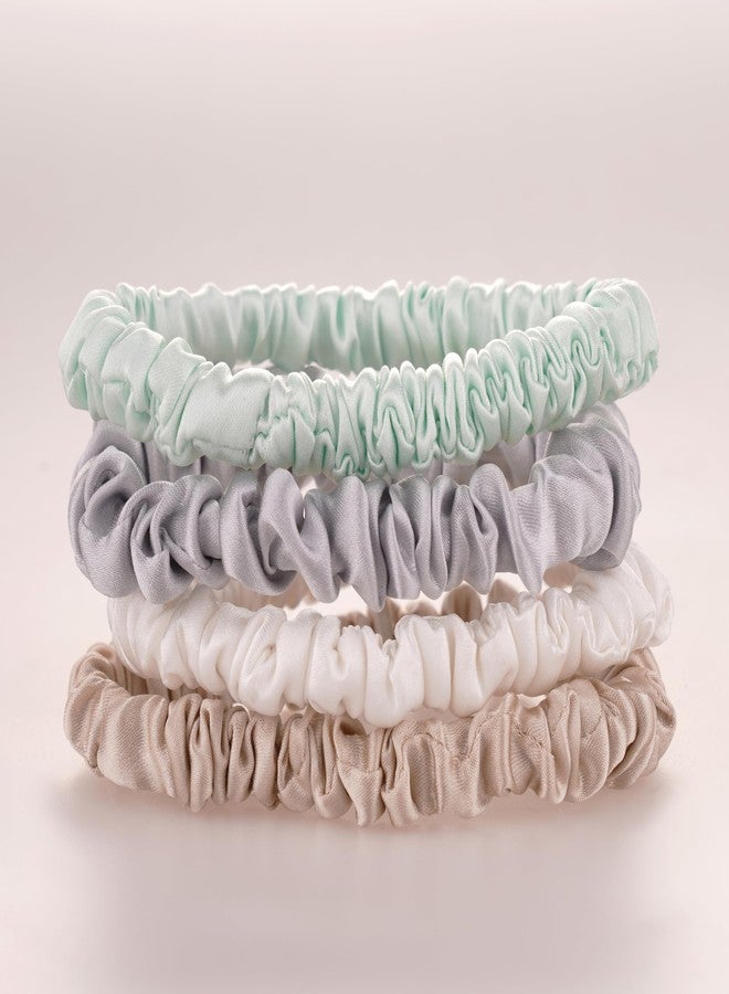 Wuliim Premium 100% Pure Mulberry Silk Hair Ties - Set of 4 Elegant Hairbands in 4 Beautiful Colors (White, Silver Grey, Mint, Golden Grey) for Delicate Hair Care - Image 4