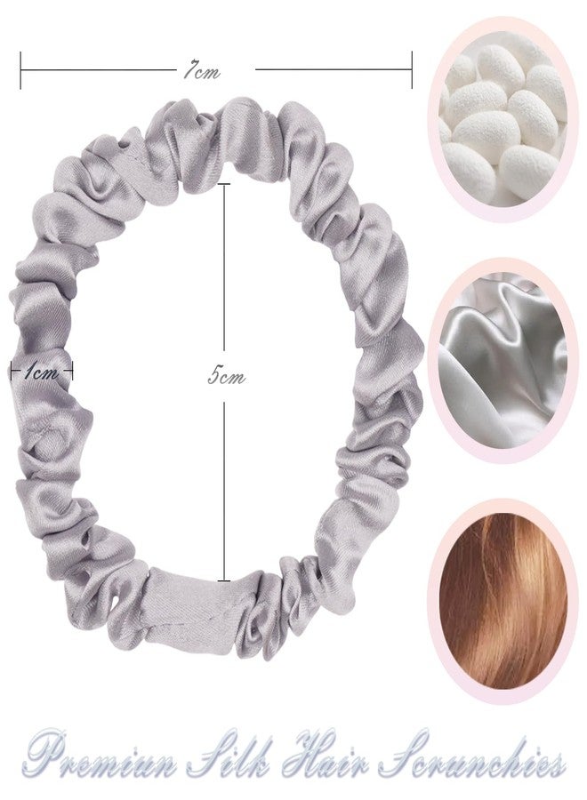 Wuliim Premium 100% Pure Mulberry Silk Hair Ties - Set of 4 Elegant Hairbands in 4 Beautiful Colors (White, Silver Grey, Mint, Golden Grey) for Delicate Hair Care - Image 3