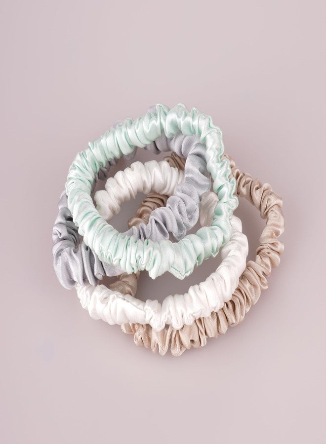 Wuliim Premium 100% Pure Mulberry Silk Hair Ties - Set of 4 Elegant Hairbands in 4 Beautiful Colors (White, Silver Grey, Mint, Golden Grey) for Delicate Hair Care - Image 5