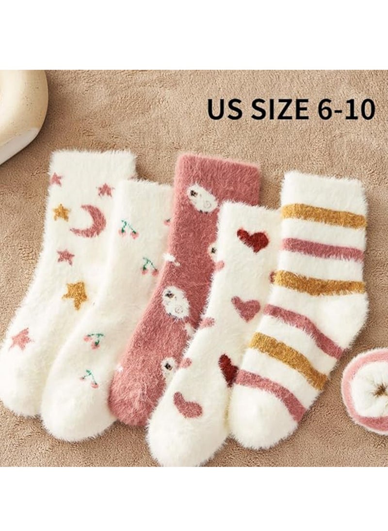 SYOSI - Fuzzy Socks, Fluffy Socks Winter Warm Soft Slipper Home Sleeping Cute kawaii Socks 4 Pairs - Image 1