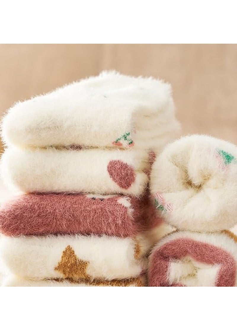 SYOSI - Fuzzy Socks, Fluffy Socks Winter Warm Soft Slipper Home Sleeping Cute kawaii Socks 4 Pairs - Image 1