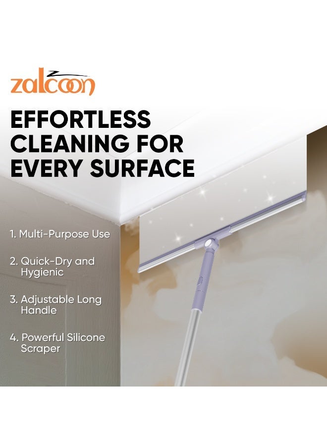 ZALCOON Floor Wiper with 180° Rotating Head, Wide Squeegee, 52-Inch Telescopic Handle Floor Cleaner for Tiles, Bathroom, Window Glass, Garage, Deck & Shower (55CM) - Image 4