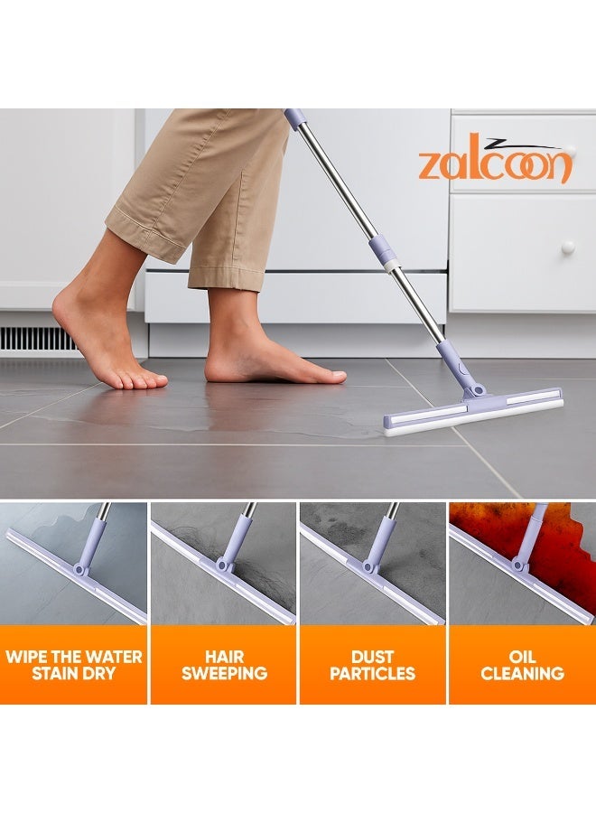 ZALCOON Floor Wiper with 180° Rotating Head, Wide Squeegee, 52-Inch Telescopic Handle Floor Cleaner for Tiles, Bathroom, Window Glass, Garage, Deck & Shower (55CM) - Image 5