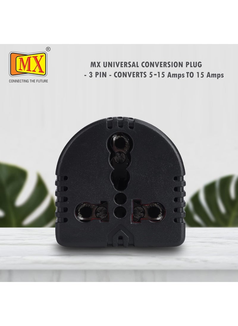 MX 16amp Converter Plug for India 6ampere to 16ampere 3Pin International Socket for Big Size 16 A Plug Top Use 16amp Devices in 6amp Socket 2 pin 3 pin Universal Socket Adapter for Home Office Use