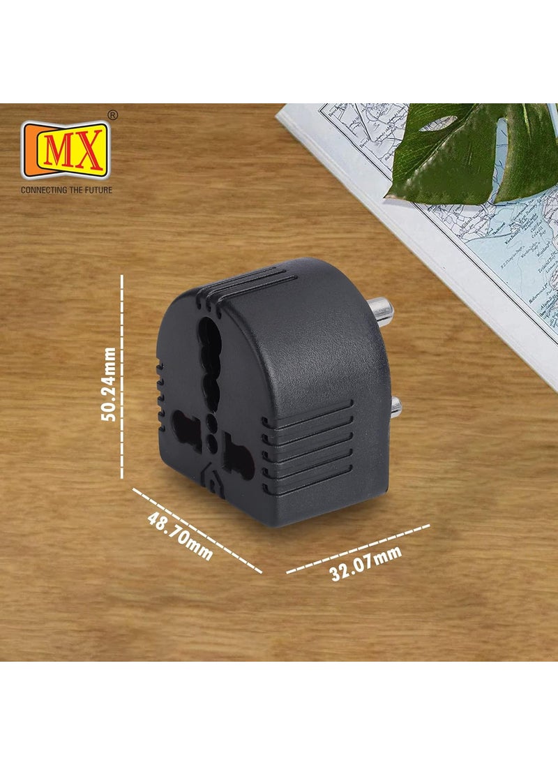 MX 16amp Converter Plug for India 6ampere to 16ampere 3Pin International Socket for Big Size 16 A Plug Top Use 16amp Devices in 6amp Socket 2 pin 3 pin Universal Socket Adapter for Home Office Use