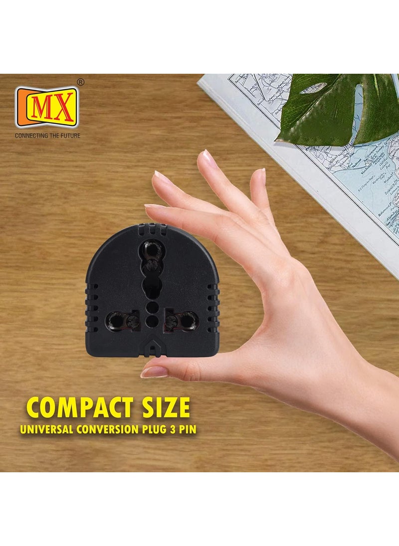 MX 16amp Converter Plug for India 6ampere to 16ampere 3Pin International Socket for Big Size 16 A Plug Top Use 16amp Devices in 6amp Socket 2 pin 3 pin Universal Socket Adapter for Home Office Use