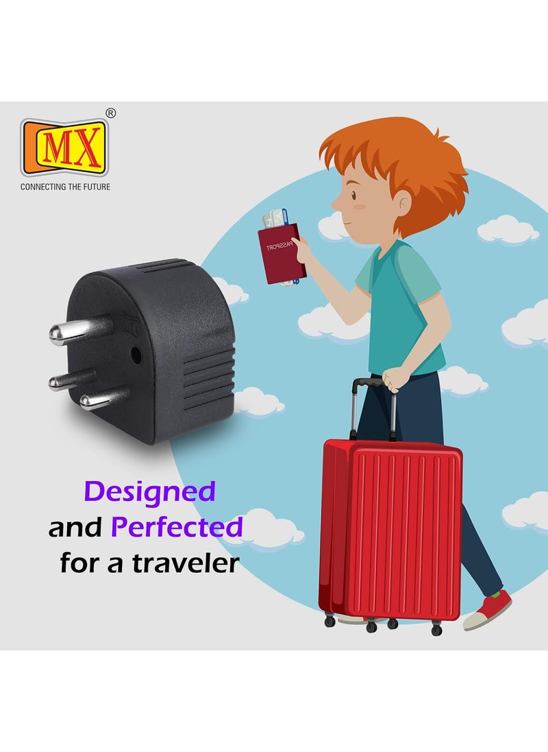 MX 16amp Converter Plug for India 6ampere to 16ampere 3Pin International Socket for Big Size 16 A Plug Top Use 16amp Devices in 6amp Socket 2 pin 3 pin Universal Socket Adapter for Home Office Use
