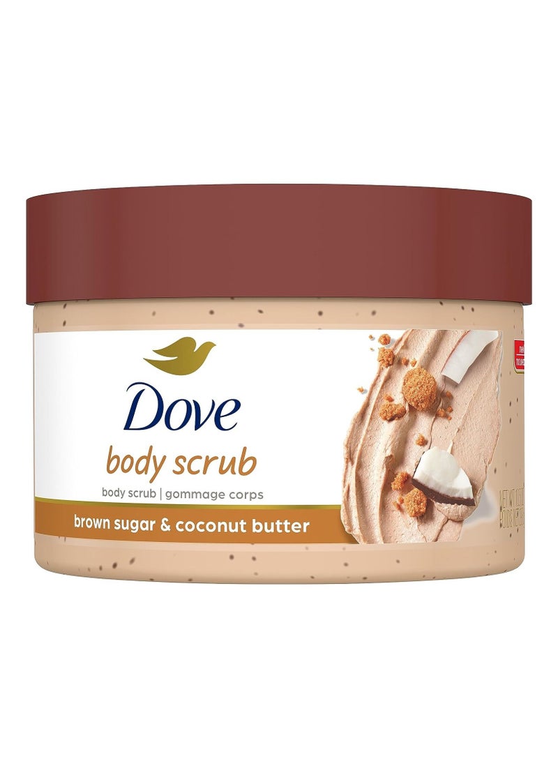 Dove دوف سكر بني وزبدة جوز الهند لتقشير الجسم للحصول على بشرة ناعمة كالحرير 10.5 أونصة - Image 1