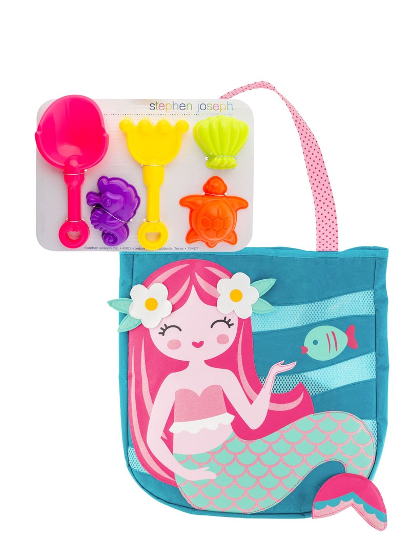 ستيفن جوزيف Beach Tote with sand toy play set-  Mermaid - Image 1