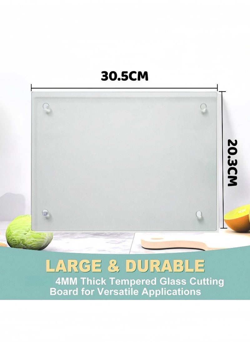 Kibee Tempered Glass Cutting Board Heat Resistant Non Slip Feet Clear Kitchen Board 30.5x20.3 cm for Everyday Use Home Cooking - Image 5