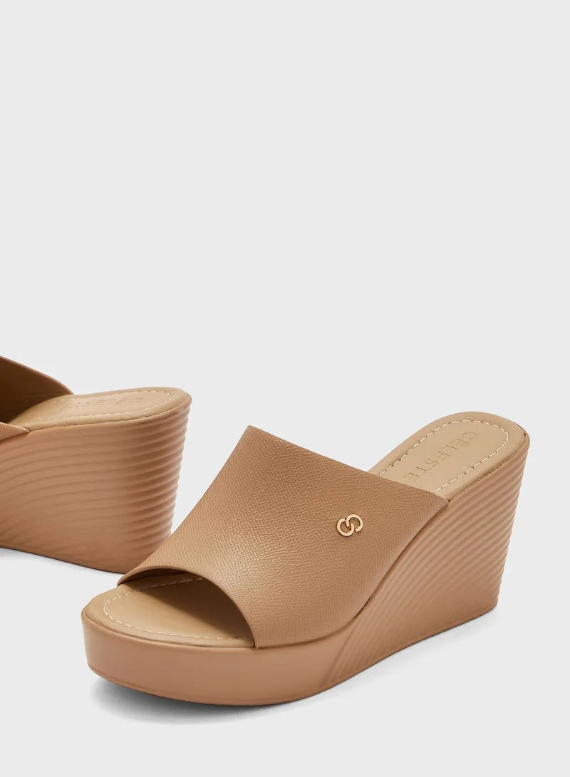 Celeste Single Strap High Heel Wedge Sandals