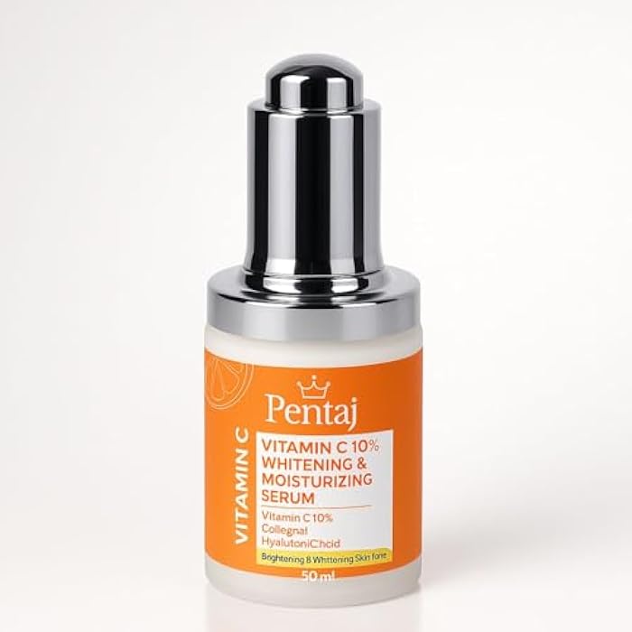 PENTAJ Vitamin C Serum 10% with Collagen and Hyaluronic Acid, Whitening and Moisturizing, 50ml - Image 2