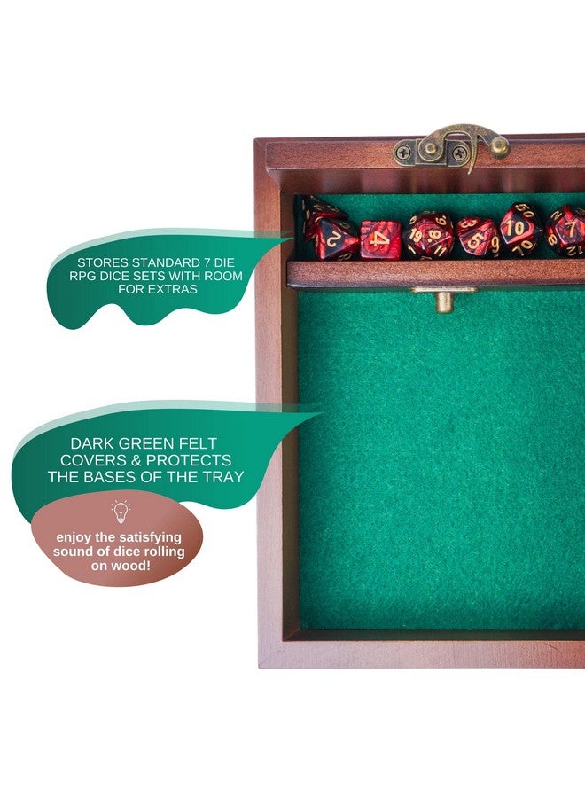 Wooden D&D Dice Rolling Tray with Dice Storage Vault | Metal Latch Secures Lid for Travel | Perfect DND Gift for DM | Great for Tabletop Games Like Dungeons and Dragons 5e, Pathfinder  - Image 3