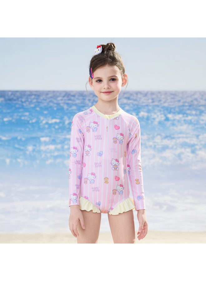 F.dyraa & okitty Kids Girls Sun Protection Swimwear Set A Class Three-piece Kc522c0012e Pink Size 100 - Image 2