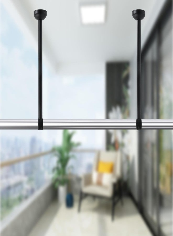 Nicerity 3 Pcs Black Ceiling Mount Shower Curtain Rod Stainless Steel Hanging Shower Curtain Rods from Ceiling with Screw, 15.74"/400mm - Image 4