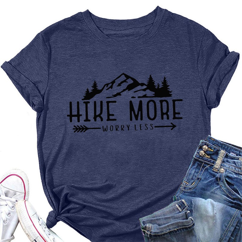 Large Size Short Sleeve T-Shirt HIKE MORE Printed Crewneck Top Independent Station wish - Image 4