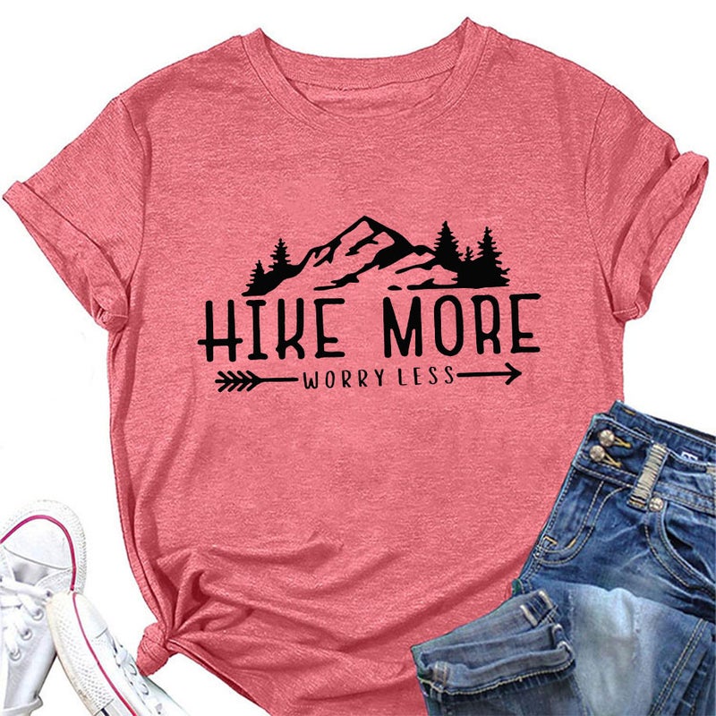Large Size Short Sleeve T-Shirt HIKE MORE Printed Crewneck Top Independent Station wish - Image 5