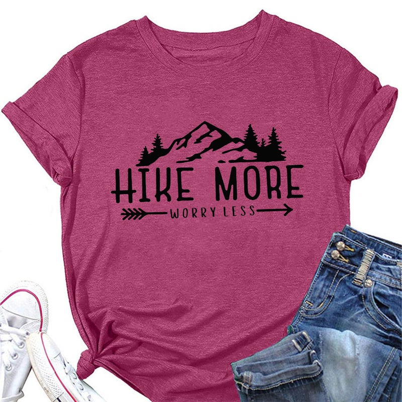 Large Size Short Sleeve T-Shirt HIKE MORE Printed Crewneck Top Independent Station wish - Image 1
