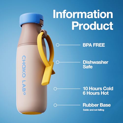 CHAKO LAB 17oz Ceramic Lined Insulated Water Bottle with Straw Spout Lid Leak Proof Stainless Steel Travel Mug with 2 Interchangeable Straps BPAFree Tiramisu - Image 3
