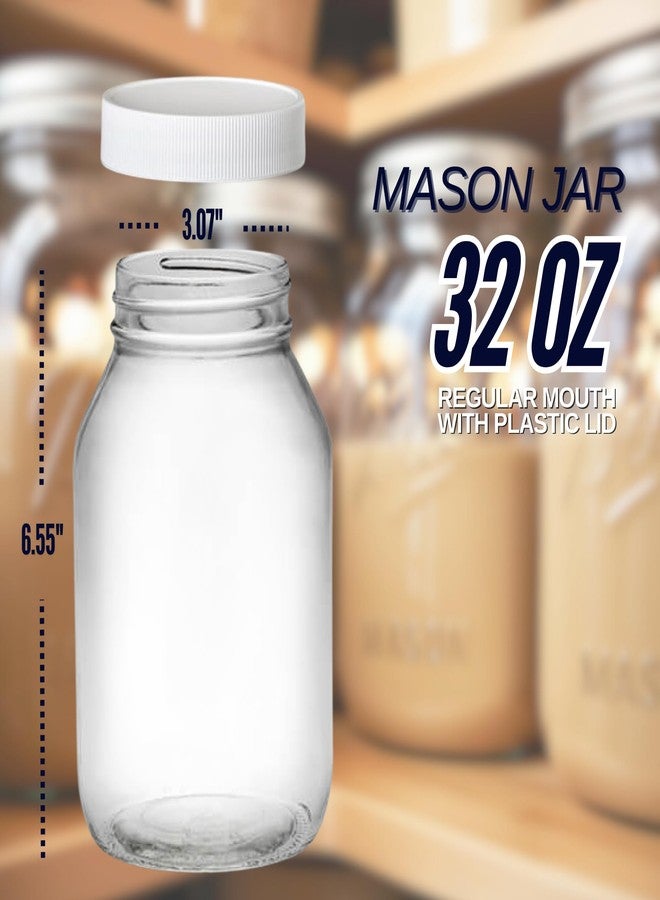 PR1M3 Mason Jars 32-OZ Regular Mouth with PLASTIC Lids, Used for Canning, Pickling, Juice, Jam, Jelly, or DIY Decors and Projects (Pack of 2) - Image 4