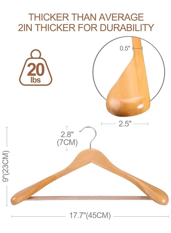 DUNISO 4-Pack Wide Shoulder Wooden Hangers,Natural Suit Hangers with Non-Slip Pants Bar, Smooth Finish 360°Swivel Hook High-Grade Solid Wood Coat Hangers for Dress, Jacket, Heavy Clothes Hanger  - Image 2