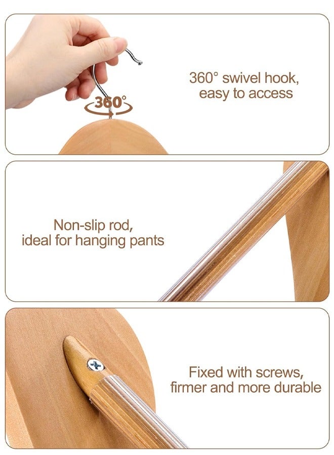 DUNISO 4-Pack Wide Shoulder Wooden Hangers,Natural Suit Hangers with Non-Slip Pants Bar, Smooth Finish 360°Swivel Hook High-Grade Solid Wood Coat Hangers for Dress, Jacket, Heavy Clothes Hanger  - Image 3
