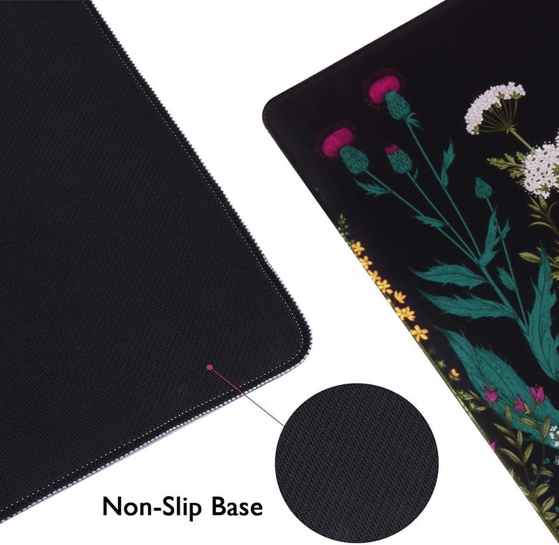 iCasso Desk Mat, Big Desk Pad, XXL Extended Gaming Mouse Pad, Large Mouse Pad for Desk Protector, Rubber Base Mousepad with Stitched Edges, Keyboard Mouse Mat for Work, Game, Office, Home - Weeds - Image 4