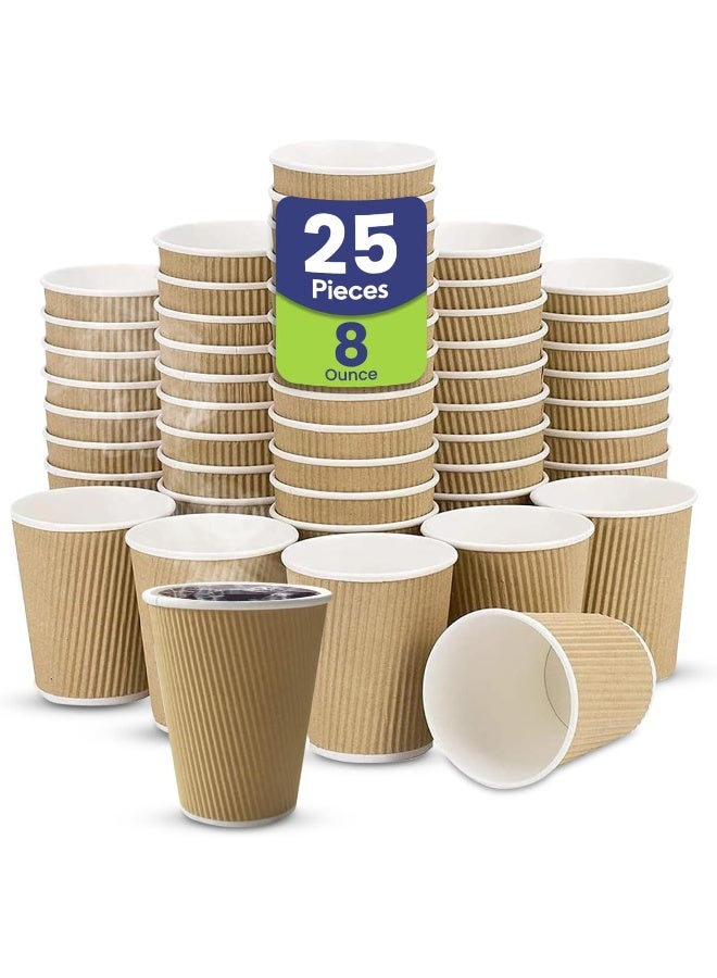 إس إن إتش باكينج أكواب SNH للتعبئة والتغليف، بنية اللون، للاستخدام مرة واحدة - 8 أونصة، مصنوعة من ورق كرافت، مناسبة للشاي الساخن والقهوة والقهوة الساخنة والمشروبات الساخنة والطبيعية - 25 قطعة - Image 1