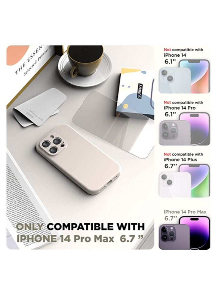 Raxoom حافظة آيفون 14 برو ماكس مع واقي شاشة، (مع حماية الكاميرا + بطانة ميكروفايبر ناعمة) حافظة هاتف من السيليكون السائل، حجر - Image 2