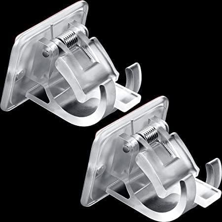 SunBurn by Styli Sunburn No Drill Curtain Rod Brackets No Drilling Self Adhesive Holder Hooks Nail Free Adjustable Hooks Curtain Hangers For Bathroom Kitchen Home Bathroom And Hotel (2Pcs, Clear) - Plastic - Image 1