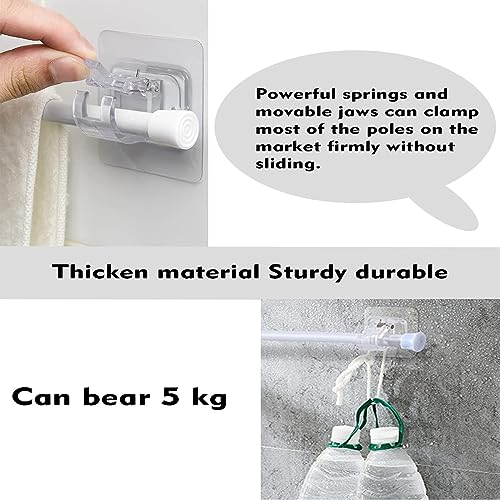SunBurn by Styli Sunburn No Drill Curtain Rod Brackets No Drilling Self Adhesive Holder Hooks Nail Free Adjustable Hooks Curtain Hangers For Bathroom Kitchen Home Bathroom And Hotel (2Pcs, Clear) - Plastic - Image 4