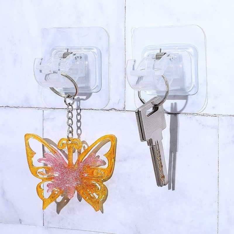 SunBurn by Styli Sunburn No Drill Curtain Rod Brackets No Drilling Self Adhesive Holder Hooks Nail Free Adjustable Hooks Curtain Hangers For Bathroom Kitchen Home Bathroom And Hotel (2Pcs, Clear) - Plastic - Image 2