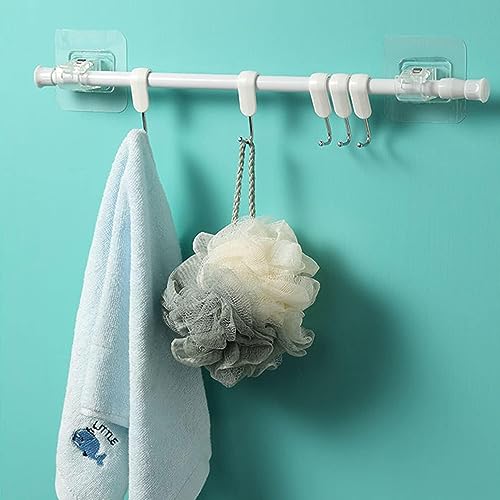 SunBurn by Styli Sunburn No Drill Curtain Rod Brackets No Drilling Self Adhesive Holder Hooks Nail Free Adjustable Hooks Curtain Hangers For Bathroom Kitchen Home Bathroom And Hotel (2Pcs, Clear) - Plastic - Image 5