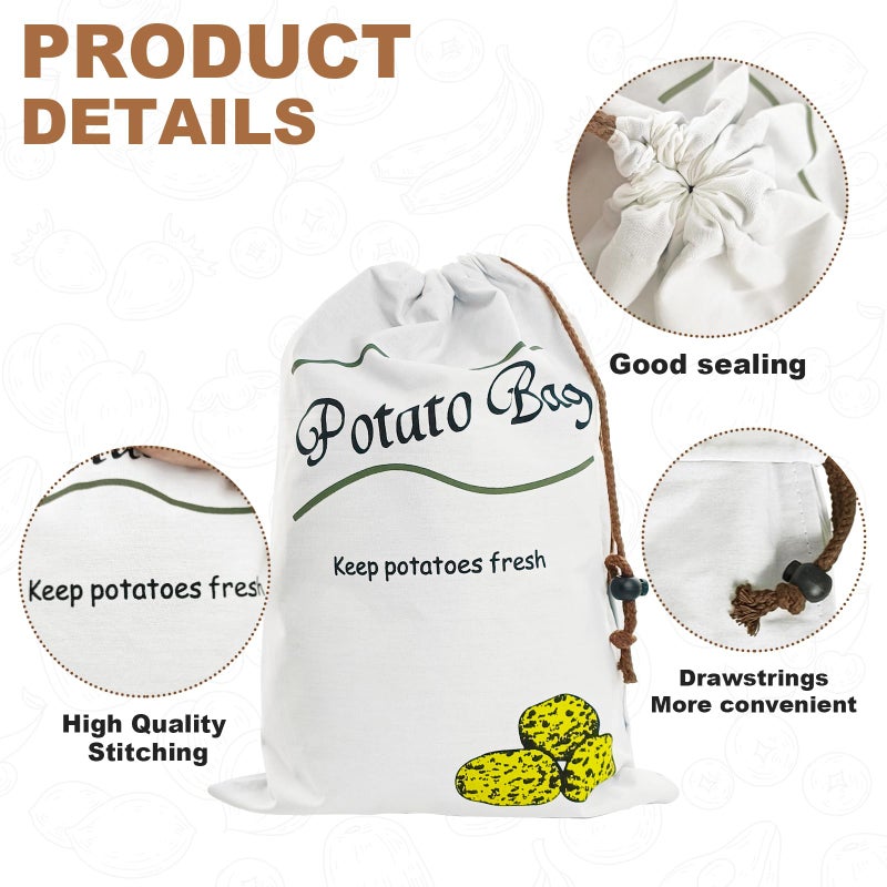 zhcoy Potato & Onion Sprout-Free Vegetable Storage Bags - White - Image 3