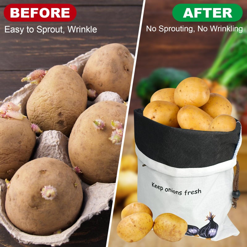 zhcoy Potato & Onion Sprout-Free Vegetable Storage Bags - White - Image 4