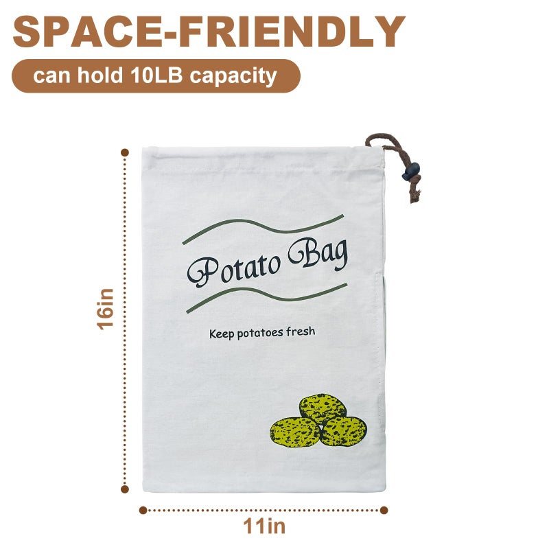 zhcoy Potato & Onion Sprout-Free Vegetable Storage Bags - White - Image 2
