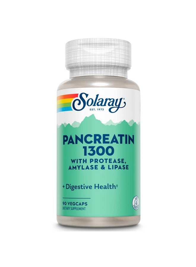 SOLARAY Pancreatin 1300 ; Pancreatic Digestive Enzymes Plus Papaya For Healthy Digestion Support ; 90 Vegcaps 90 Serv. - Image 2