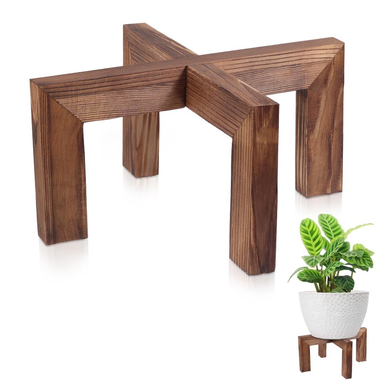 Vigordream Plant Stand, Indoor/Outdoor Wood Plant Holder, Single Flower Pot Stand, Sturdy Planter Stands, Fit 5-15 Inch Pots - Image 1