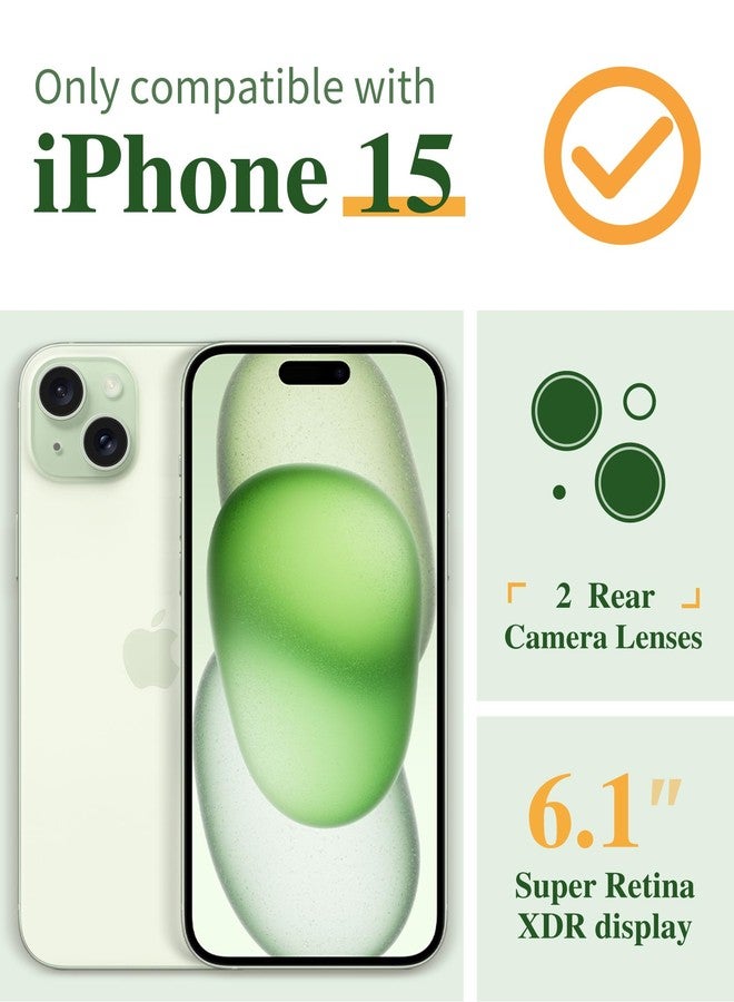 GVIEWIN Compatible with iPhone 15 Case 6.1" 2023, with Screen Protectors+Camera Lens Protectors, Non-yellow Flower Clear TPU Slim Bumper Shockproof Anti-Scratch Protective Cover, Hibiscus/Green - Image 2
