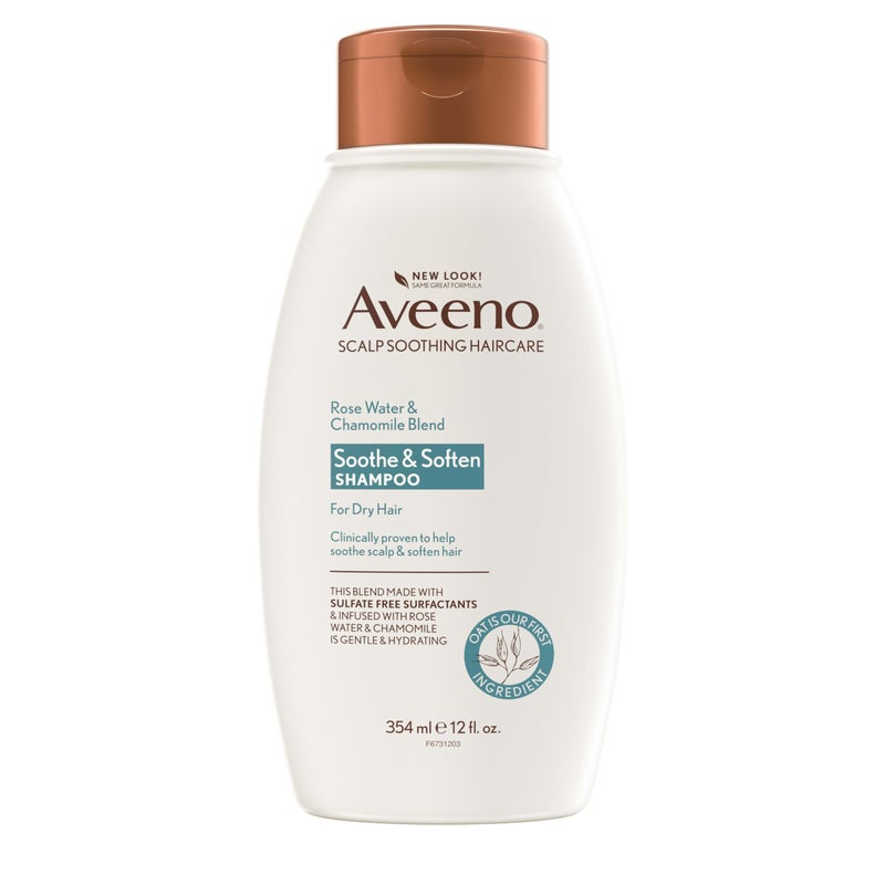 Aveeno Rose Water & Chamomile Shampoo for Dry Hair, Hydrating, 12 fl oz(Packaging May Vary) - Image 1