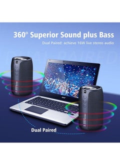 Zealot Portable Bluetooth Speakers, Waterproof Speaker IPX5, Mini Wireless Speaker, S32 Upto 12H Playtime, Stereo Pairing, MIC/TF Card/USB/AUX for Home/Outdoor Competible for iOS Andriod Black  - Image 3