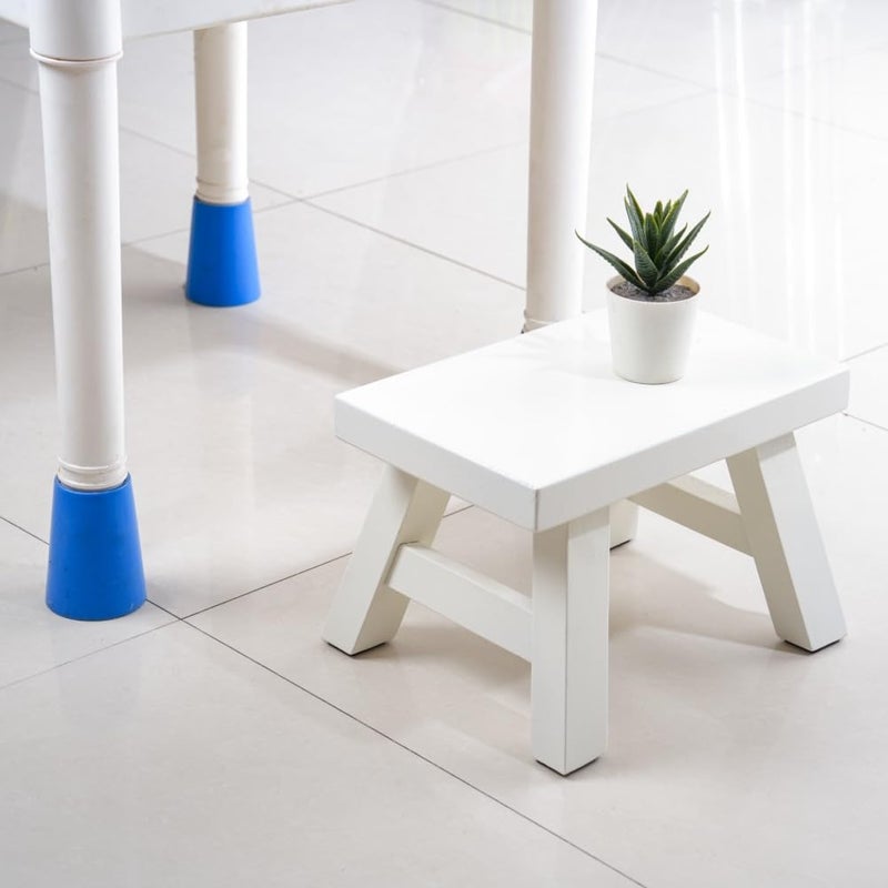 XDSTOOL Small Stool Wooden Step Stool Footstool Solid Wood 8 inch for Kids Adults Plant Stand Fishing Stool (White) - Image 4