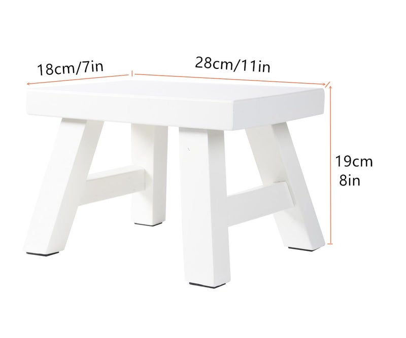 XDSTOOL Small Stool Wooden Step Stool Footstool Solid Wood 8 inch for Kids Adults Plant Stand Fishing Stool (White) - Image 5
