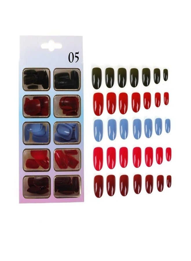 روبي فيس ١٢٠ قطعة أظافر جل ناعمة | وصلات أظافر صناعية متوسطة الحجم مستديرة مع ملصقات لاصقة للأظافر | أظافر أكريليك لاصقة للنساء والفتيات (٠٥) - Image 1