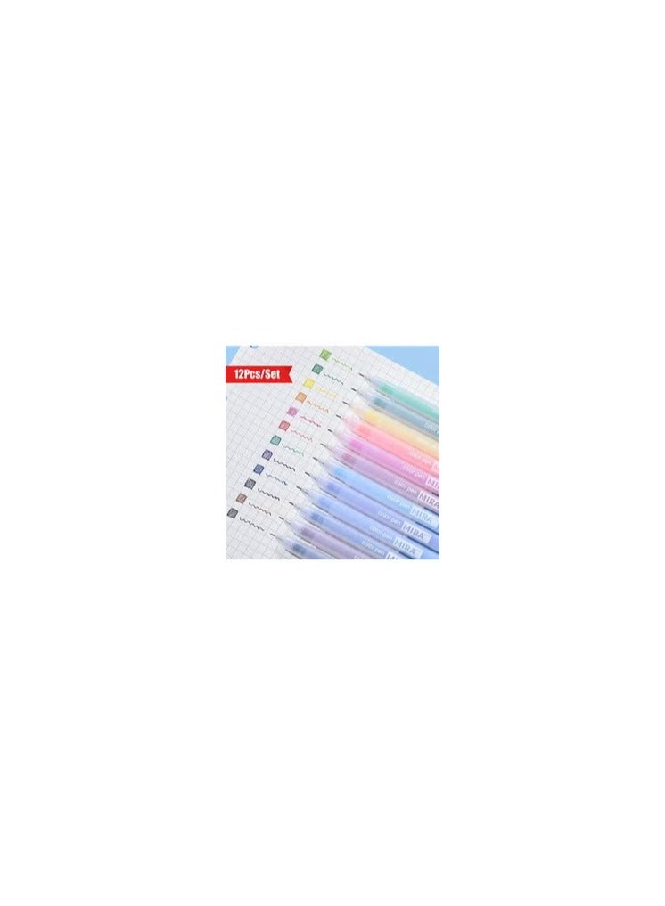 12-Piece Colored Gel Pens Set, Kawaii Blue 0.5 Mm Ballpoint Pen For Journal Cute School Supplies Stationery Office Accessories